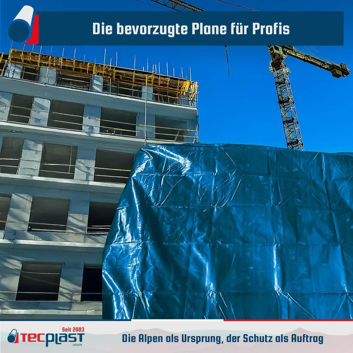 Baustellenplane 150 g/m² – 10 x 15 m – Plane wasserdichte Plane – Seitenteilen Wasserdicht – Schutz