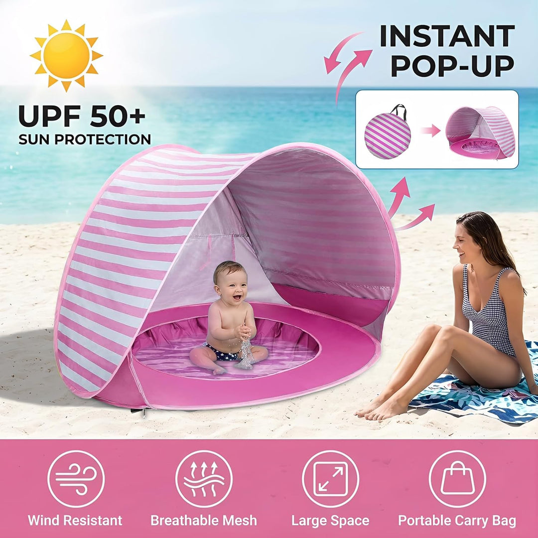 Strandmuschel Baby - UV Schutz 50+ Pop Up Strandmuschel - Baby Pool mit Sonnenschutz - Baby Strandze