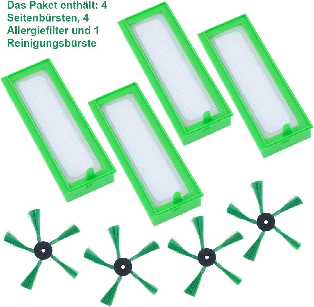 9 Stück Zubehör für Vorwerk Kobold VR200 VR300 Saugroboter - Ersatzteile 4 HEPA Allergiefilter, 4 Se