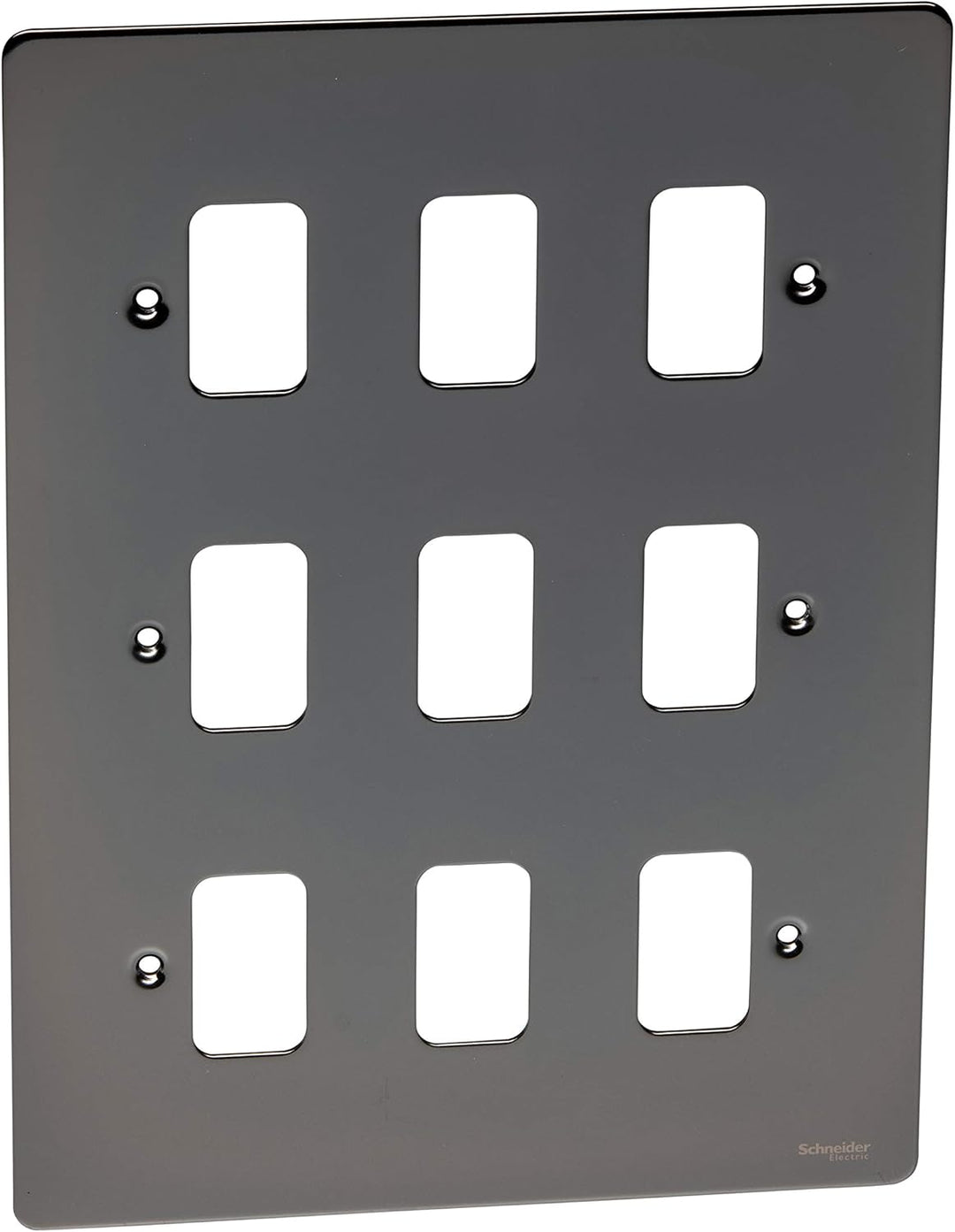 Schneider Electric GUG09GBN Ultimate flache Platte, Blende für 9 Schalter, mit Einbaurahmen, Schwarz