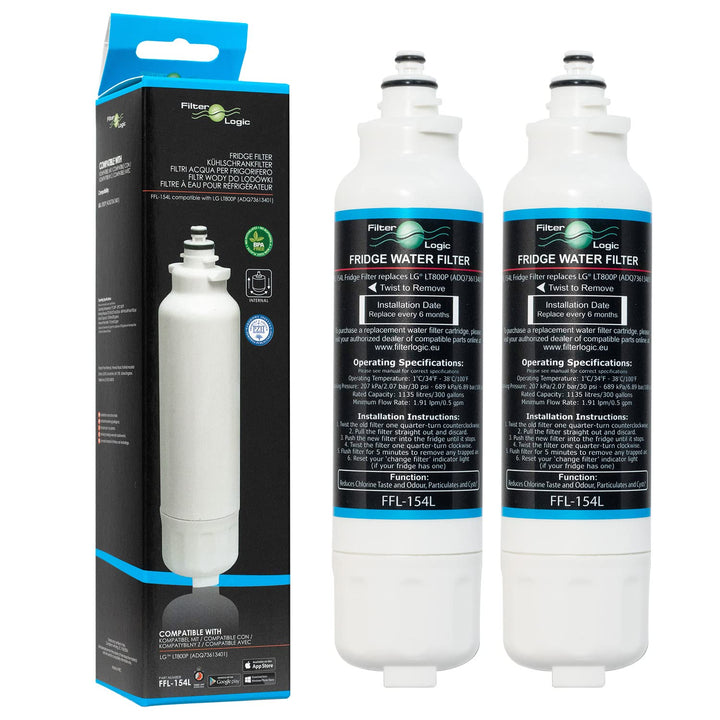 Filterlogic FFL-154L | 2x Wasserfilter kompatibel mit LG LT800P ADQ73613401 ADQ73613401-S ADQ7361340