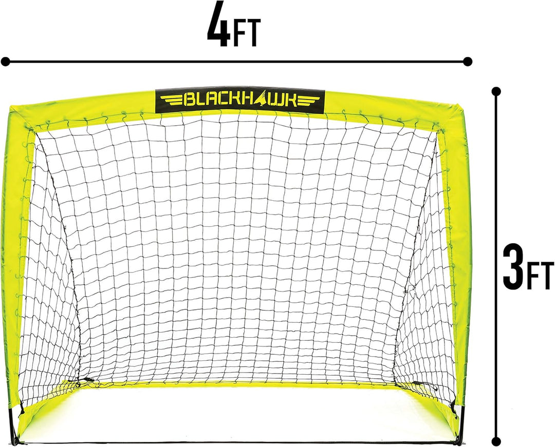 Franklin Sports Blackhawk Tragbares Fussballtor – Pop-Up-Fussballtor und Netz – Indoor- oder Outdoor
