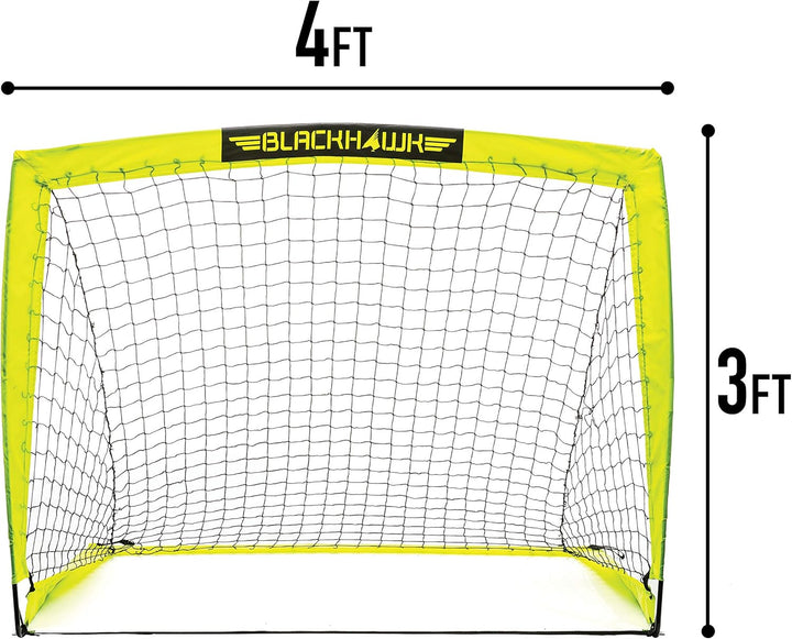 Franklin Sports Blackhawk Tragbares Fussballtor – Pop-Up-Fussballtor und Netz – Indoor- oder Outdoor