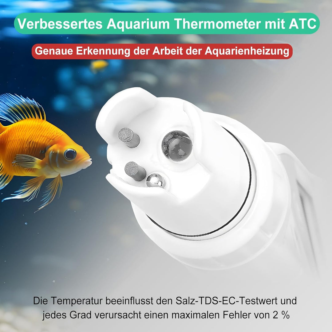 Aquarien pH Salz Messgerät, YINMIK TDS EC Messgerät für Süsswasseraquarien, Digitales Leitfähigkeits