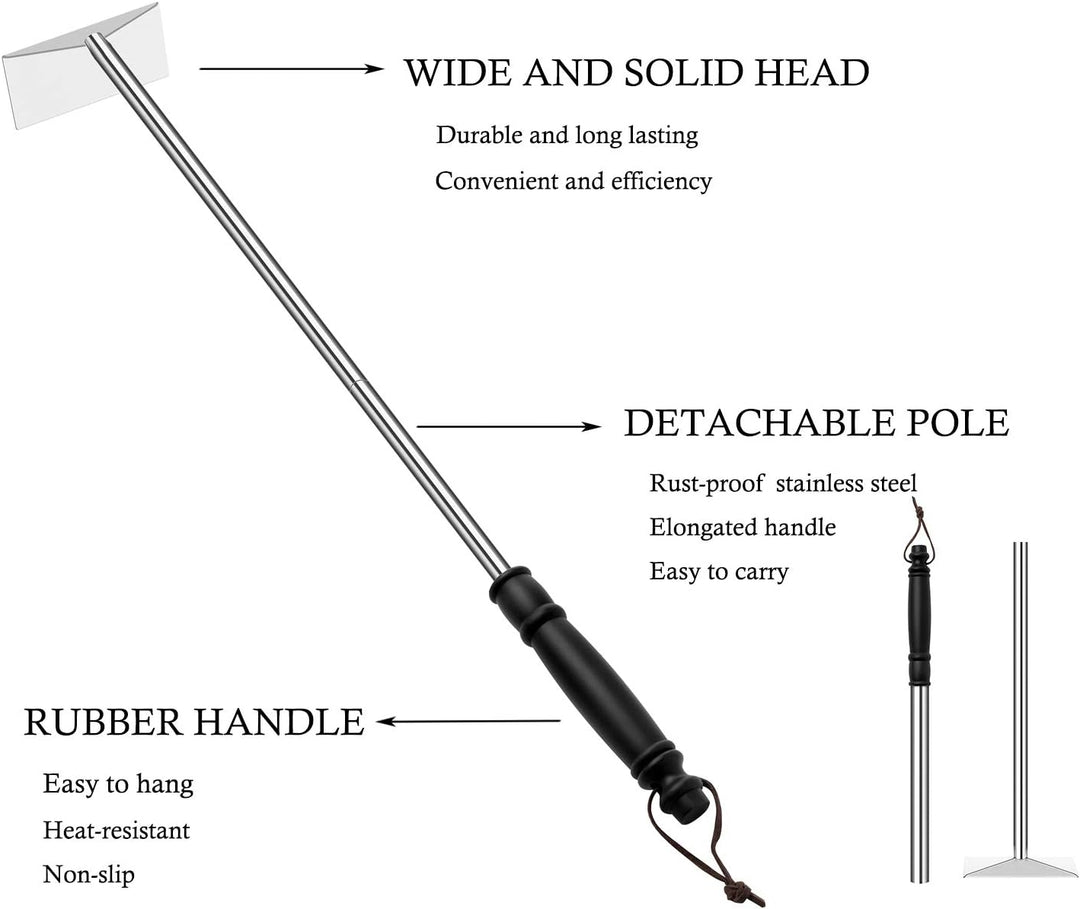 Holzkohlegrill Aschehacke Hacke für Kamin Holzofen Pizzaofen Edelstahl BBQ Reiniger Schürhaken Schab