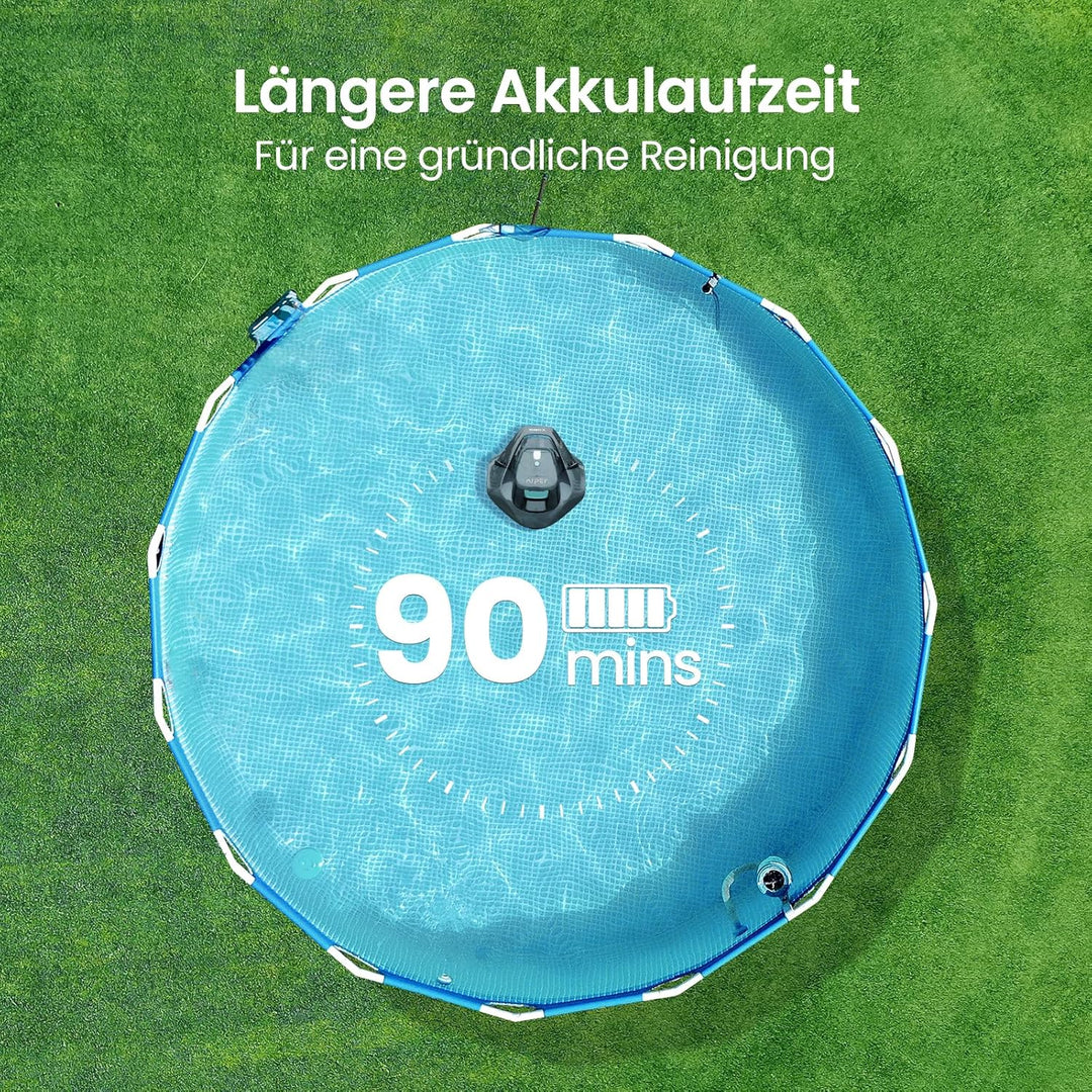 AIPER Poolroboter, 90 Minuten Leistungsstarke Reinigung, Dual-Antriebsmotoren, LED-Anzeigen, Automat
