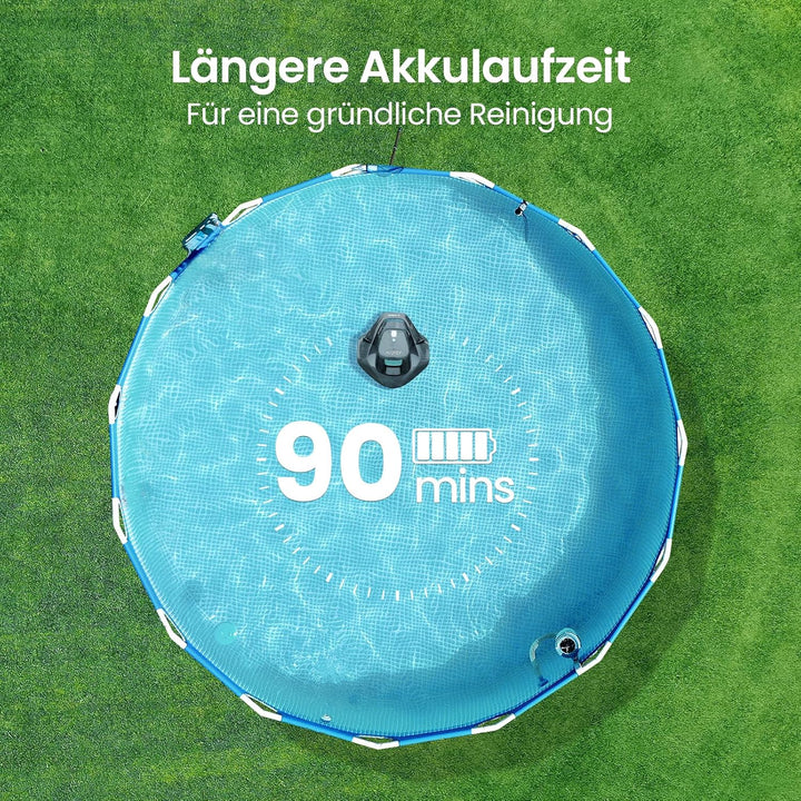AIPER Poolroboter, 90 Minuten Leistungsstarke Reinigung, Dual-Antriebsmotoren, LED-Anzeigen, Automat
