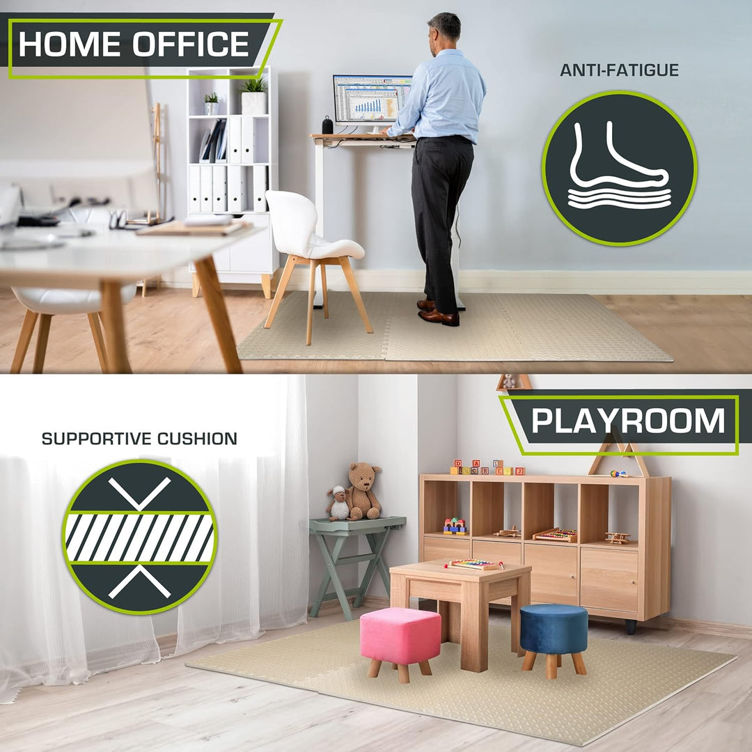 ProsourceFit Puzzle Exercise Mat ½ in, Eva Interlocking Foam Floor Tiles for Home Gym, Mat for Home