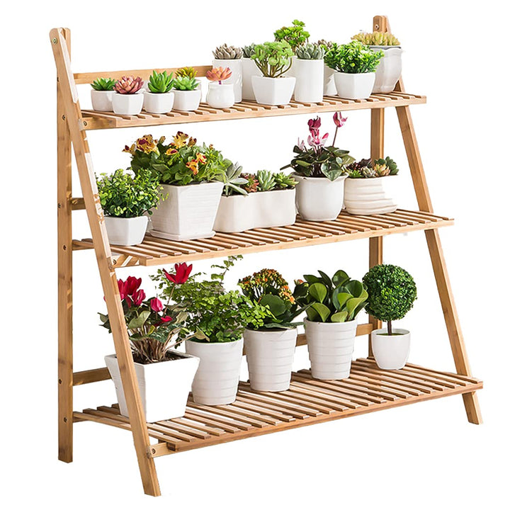 medla Blumentreppe Holz, Blumenständer für innen draussen, 3-stufig, Blumentreppe Klappbar, Blumenle