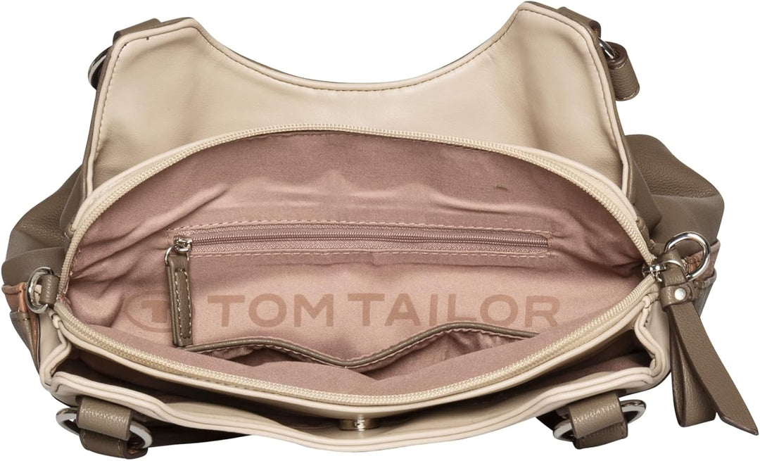 TOM TAILOR bags Jule Damen Shopper Umhängetasche ReissverschlussBraun 33 x 15 x 29,5 Mixed Taupe, 33