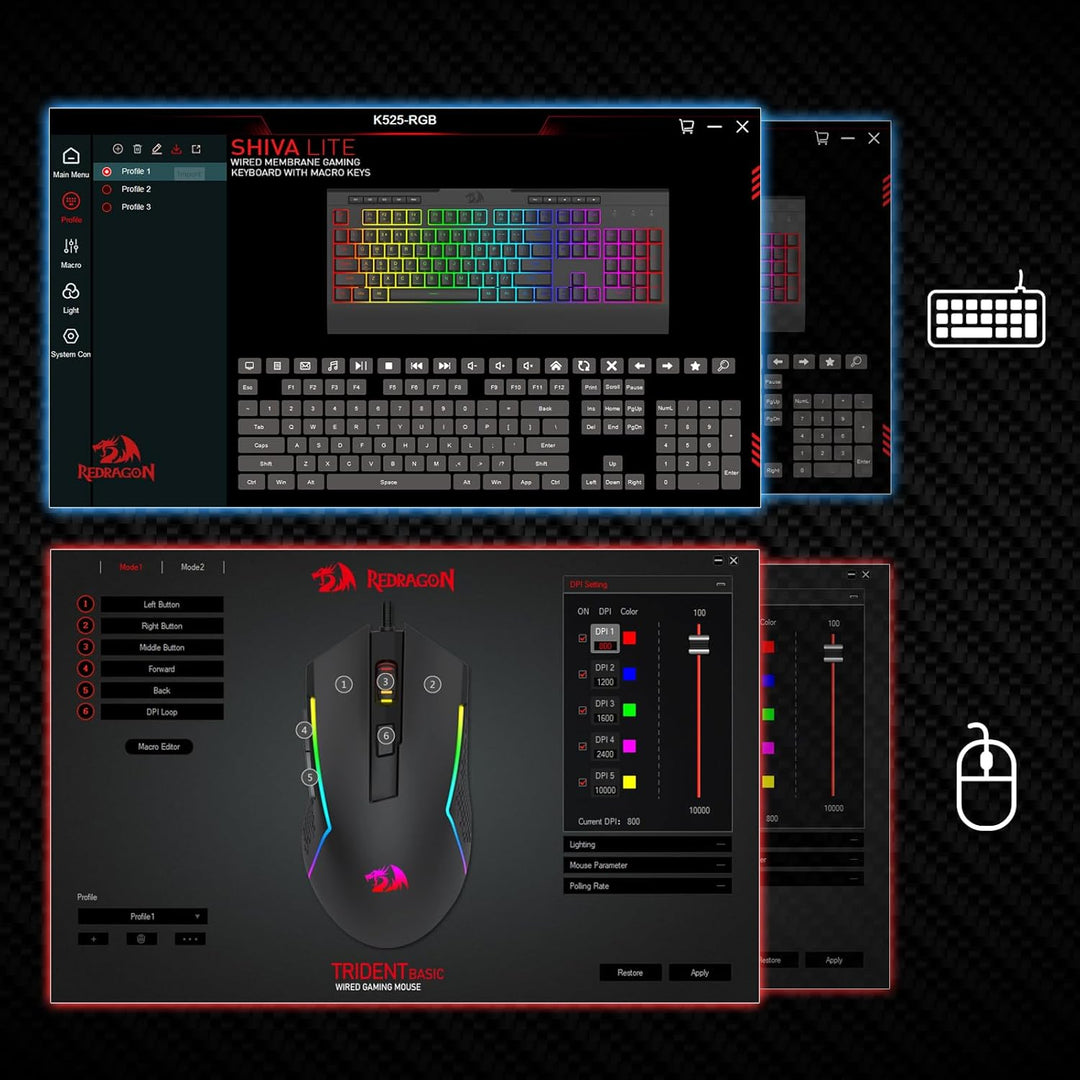 Redragon S151 Gaming-Tastatur- und Maus-Kombination, 104 Tasten K525 kabelgebundene RGB-Membrantasta