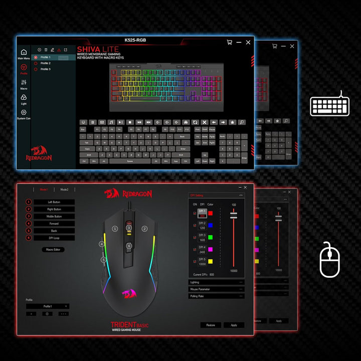 Redragon S151 Gaming-Tastatur- und Maus-Kombination, 104 Tasten K525 kabelgebundene RGB-Membrantasta