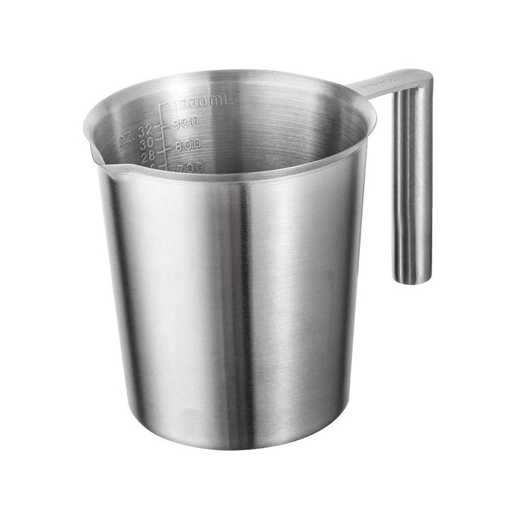 Messbecher Edelstahl 1L Milchkännchen aus Edelstahl Messkanne mit Masseinheiten & Griff Metallkännch