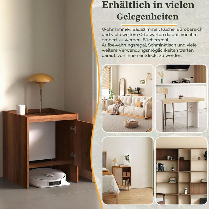Versteckter Schrank für Saugroboter aus Massivholz, Roboter-Staubsauger Aufbewahrungsregal für Wohnz