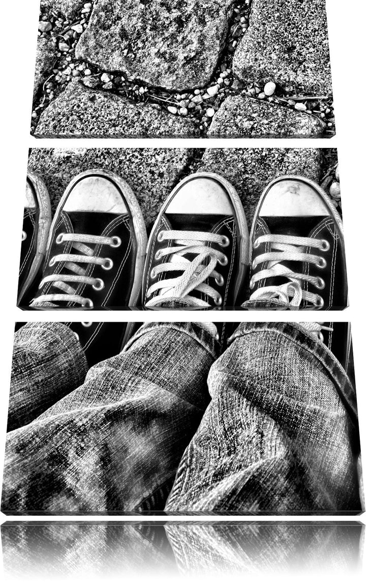 Pixxprint Trendige Schuhe als Leinwandbild/Grösse: 3 Teilig (120x80) cm/Wandbild/Kunstdruck/fertig b