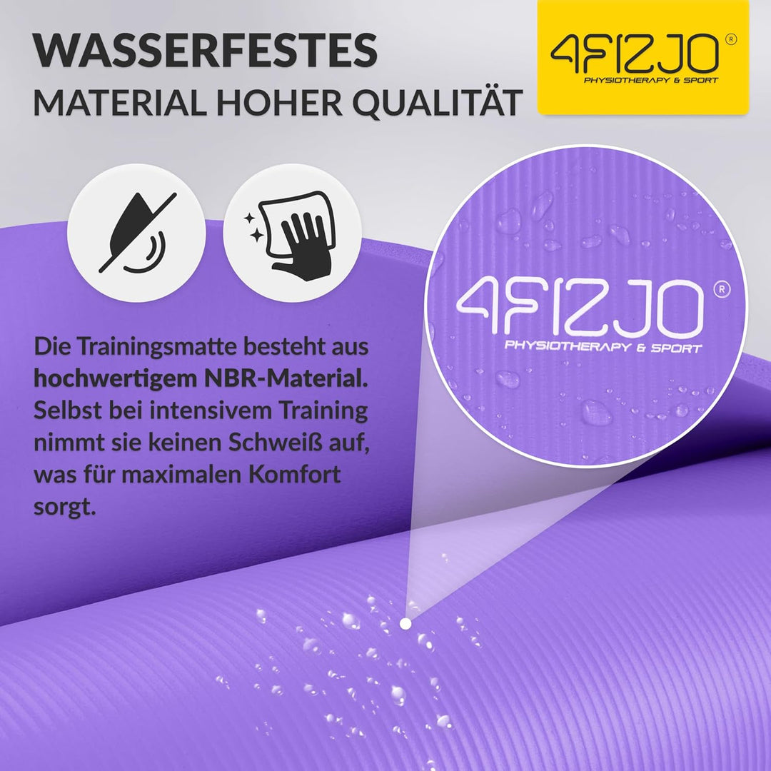 Fitnessmatte mit Tragegurt, Abm. 180x60 cm, NBR-Schaumstoff, Rutschfest, Komfort, In & Outdor, Pilat