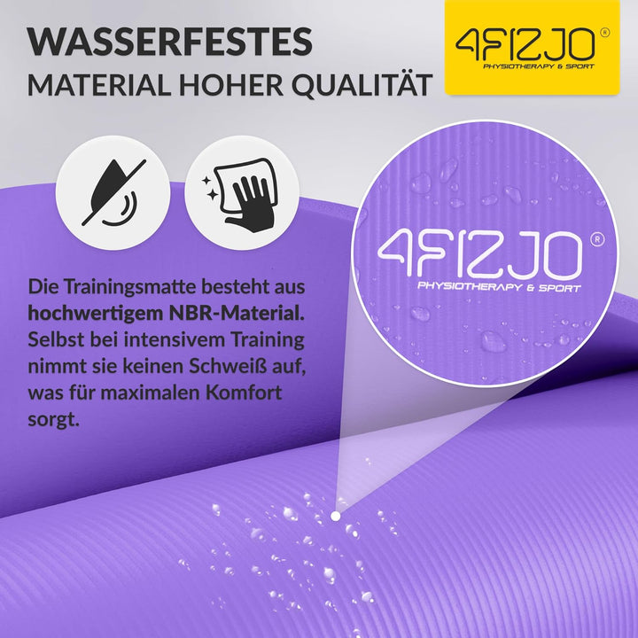 Fitnessmatte mit Tragegurt, Abm. 180x60 cm, NBR-Schaumstoff, Rutschfest, Komfort, In & Outdor, Pilat