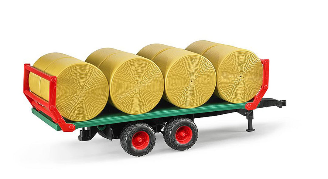 bruder 02220 - Ballentransportanhänger mit 8 Rundballen - 1:16 Ballenwagen Bauernhof Landwirtschaft
