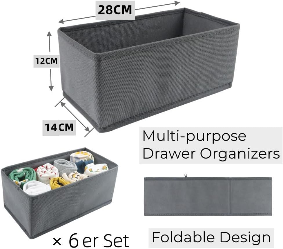 Lucoridy 6 Stück Kleiderschrank Organizer Schubladen Ordnungssystem Faltbare Stoff Aufbewahrungsbox