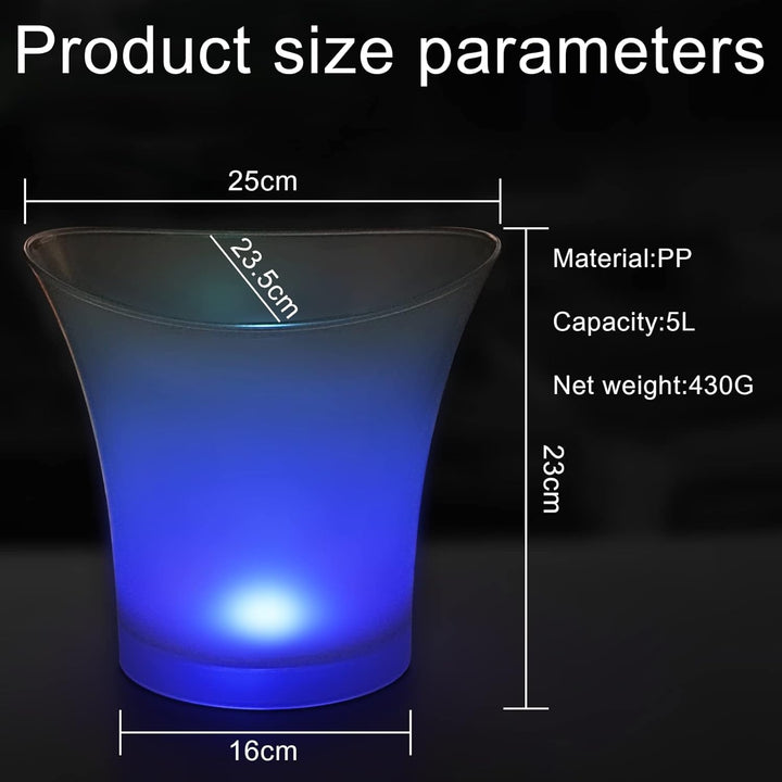 Led Eiskübel,sektkühler Led, 5L Led Eiseimer,Farbe Kann Eingestellt Werden, Bunter Farbverlauf,Bunte