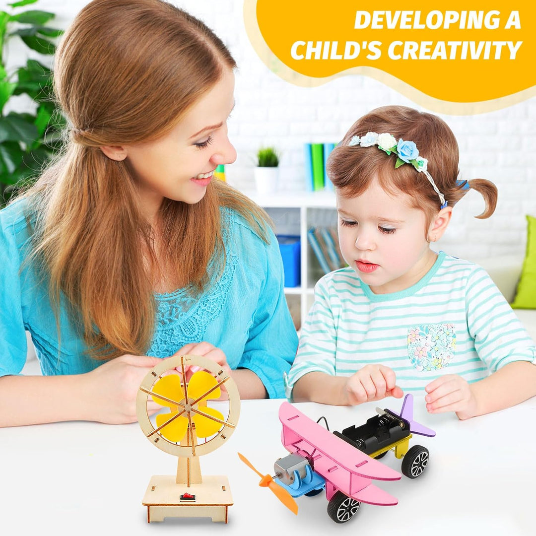 4 Stück Experimente für Kinder ab 8 9 10 11 12, Elektronik Baukasten DIY STEM Spielzeug, Holz Wissen