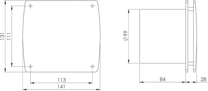 100mm Bad-Lüfter mit Feuchtesensor und Timer - Ventilator - Leise - inox Feuchtesensor