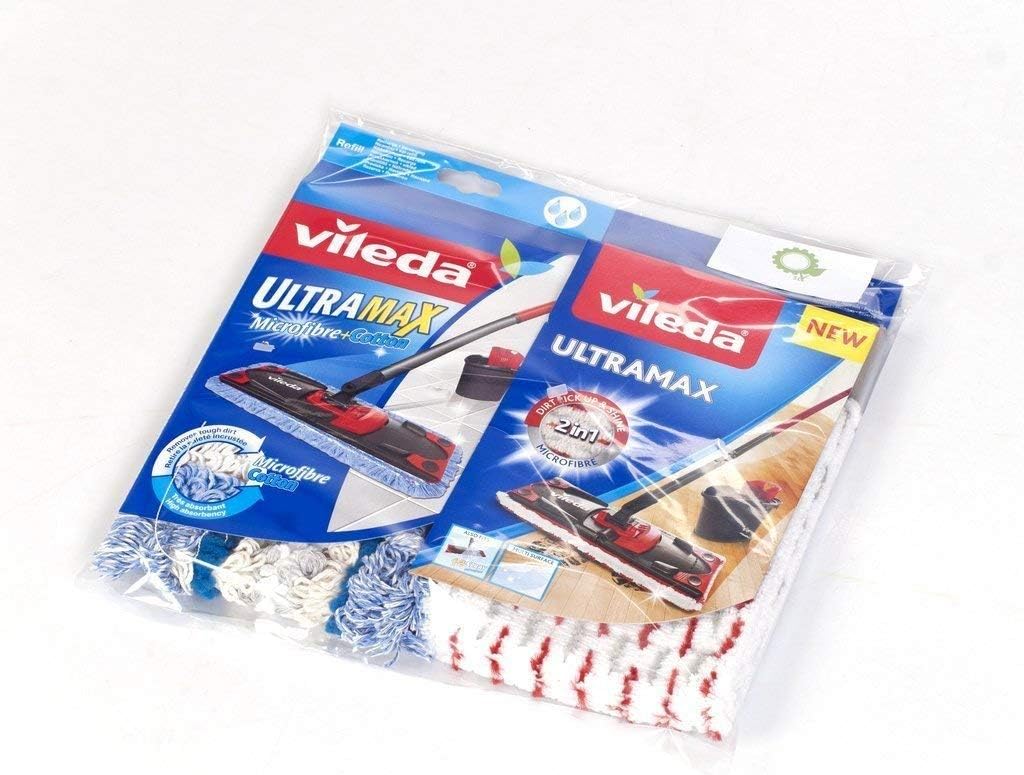 SILUK Vileda Ersatzbezüge UltraMax Microfibre Microtuch I 2X Wischbezüge Vileda Microfaser + Baumwol