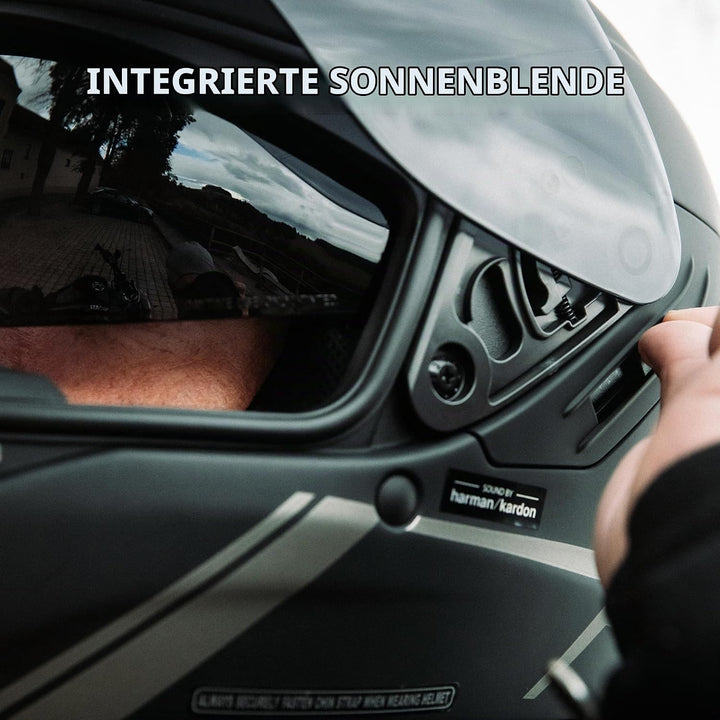 Sena Stryker Bluetooth Integralhelm mit Sound by Harman Kardon und integriertem Mesh Intercom Weiss