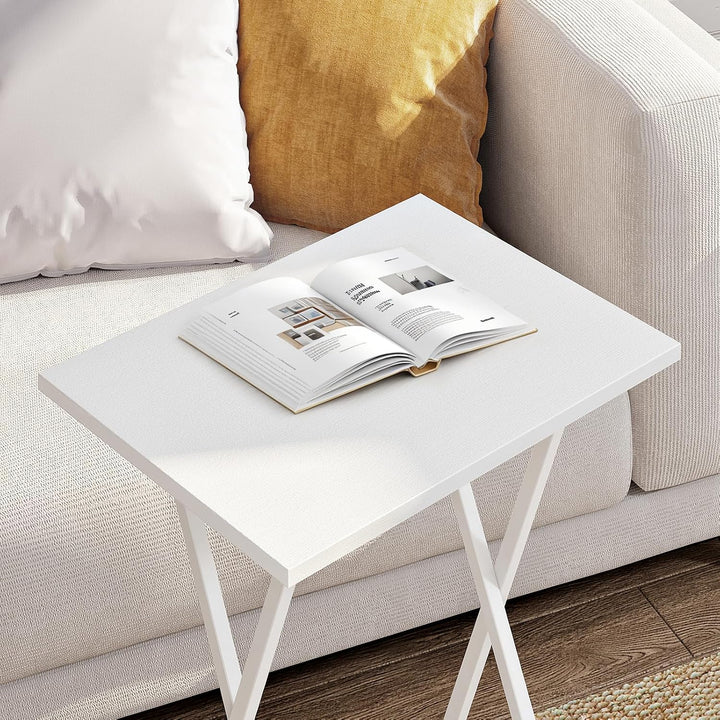 HOOBRO Beistelltisch, Klappbar Tablett Tisch, Sofatisch, TV Tray im Industriestil, Einfach Montierba