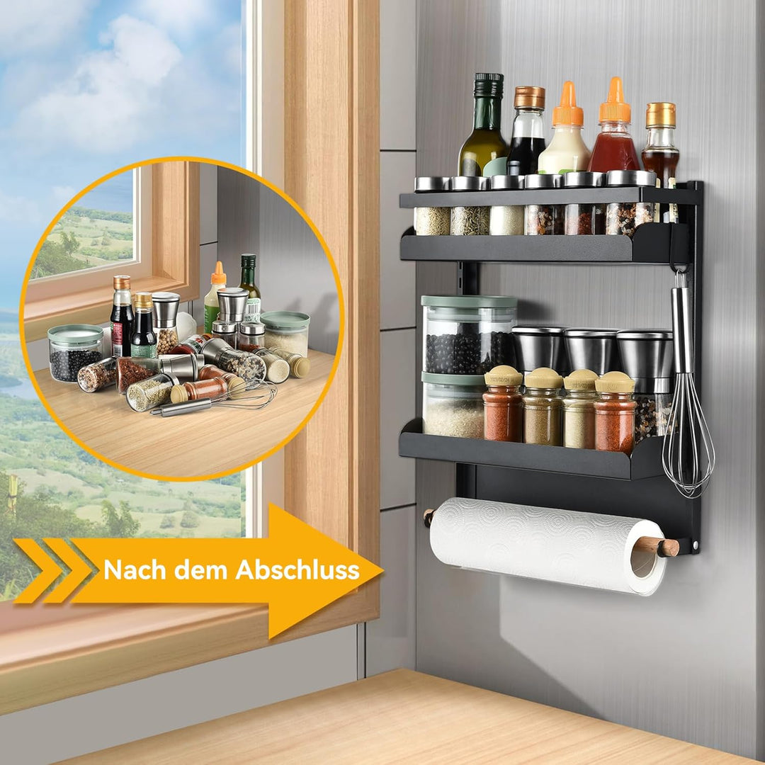 aceyoon Magnet Regal Kühlschrank, 2 Etagen Kühlschrank Regal Hängeregal für Kühlschrank Magnet Gewür
