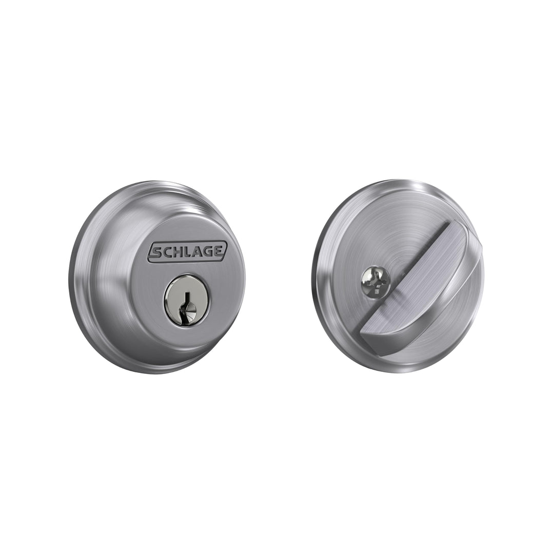 SCHLAGE B60N626 Deadbolt with Standard Trim Keyed 1 Side, Highest Residential Security, Satin Chrome