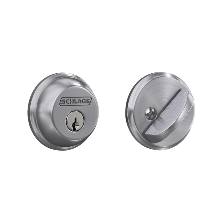 SCHLAGE B60N626 Deadbolt with Standard Trim Keyed 1 Side, Highest Residential Security, Satin Chrome