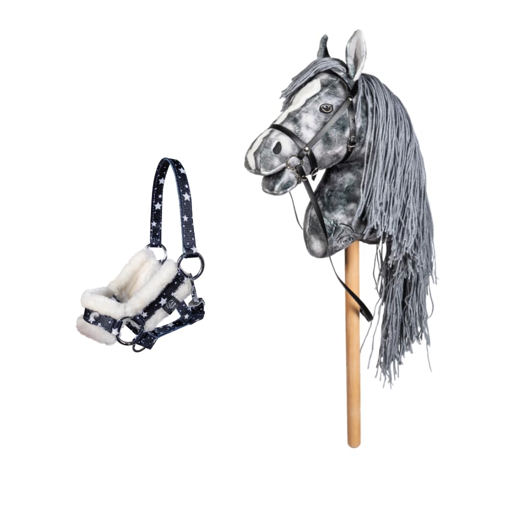 Holly & Claire HKM Hobby Horse Clara – Premium Steckenpferd grau-marmoriert inkl. Halfter & Führstri