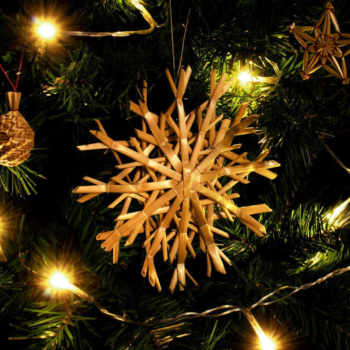 COM-FOUR® 52x Strohsterne im Mix-Set - Christbaum-Schmuck - Stroh-Anhänger für den Weihnachtsbaum -