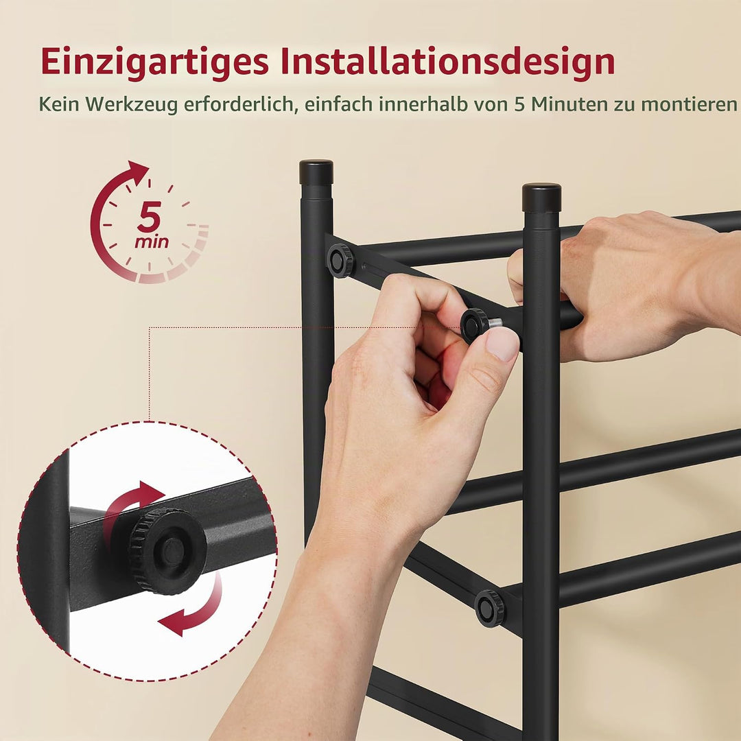 Tajsoon Schuhregal 4 Ebenen, 74–104 cm verstellbar &amp; stapelbar, für Eingang, Kleiderschrank, Garage,