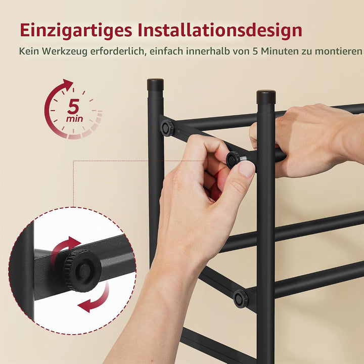 Tajsoon Schuhregal 4 Ebenen, 74–104 cm verstellbar &amp; stapelbar, für Eingang, Kleiderschrank, Garage,