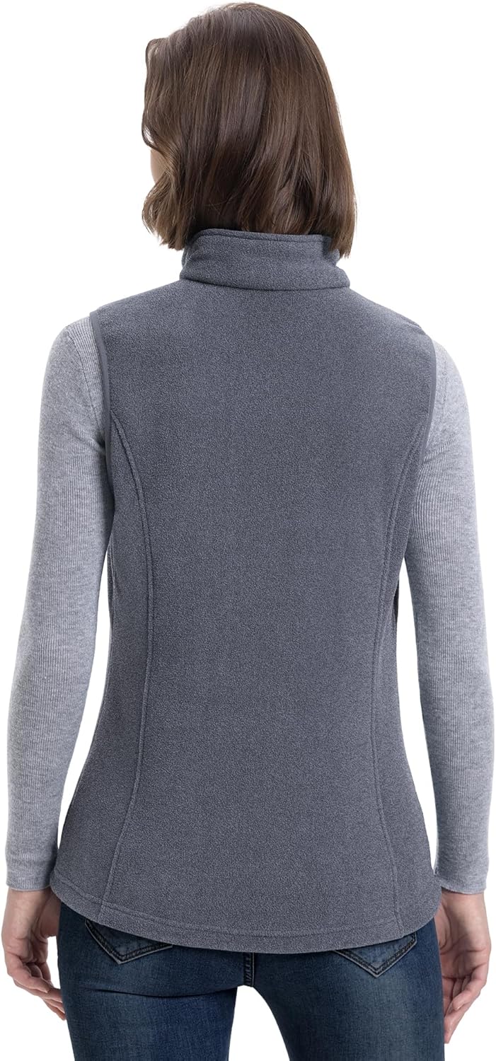 33,000ft Damen Fleece Weste Jacke Standkragen Ultraleicht Outdoor Westen Tops mit Taschen Reissversc