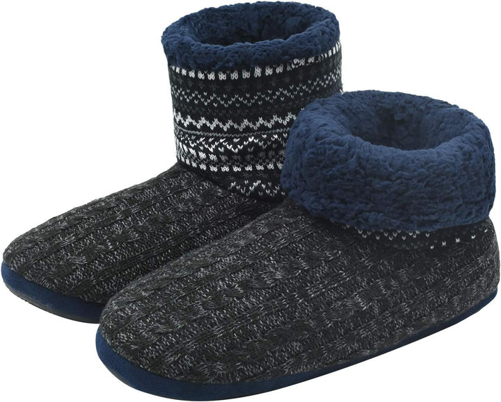 COFACE Herren Hüttenschuhe Lammfell Winter Hausschuhe Warme Plüsch Gefütterte Hausstiefel Männer Hau