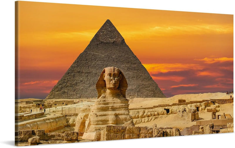 PICANOVA – Leinwandbild 100x50cm Sphinx und Pyramide von Gizeh Ägypten – Leinwanddruck – Wandbild Ku