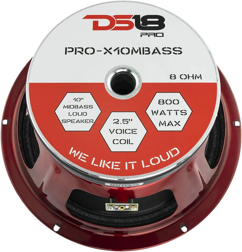 DS18 Car Midrange Speaker 10" Inch 800w Watt 8Ohm Bass Loudspeaker PRO-X10MBASS