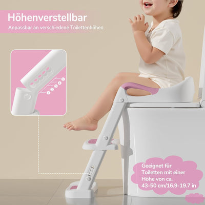DEANIC Toilettensitz Kinder, Toilettentrainer mit Leiter &PU Gepolstert, Faltbar Töpfchen für Kinder