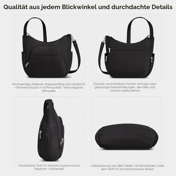 Travelon Damen Diebstahlsicher Umhängetasche, Scharz, 25 Zoll EU 25 Zoll Scharz, 25 Zoll Scharz