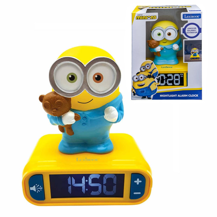 Lexibook - Wecker mit Nachtlicht und Minions Klingeltönen, Digitalwecker mit Nachtlicht und Snooze,