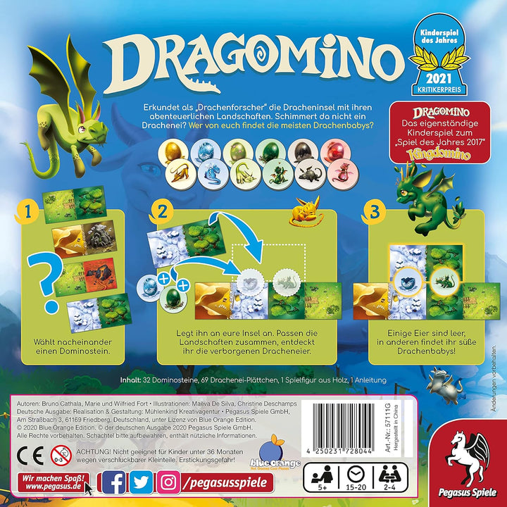 Pegasus Spiele 57111G - Dragomino *Kinderspiel des Jahres 2021*, Mehrfarbig Single, Single