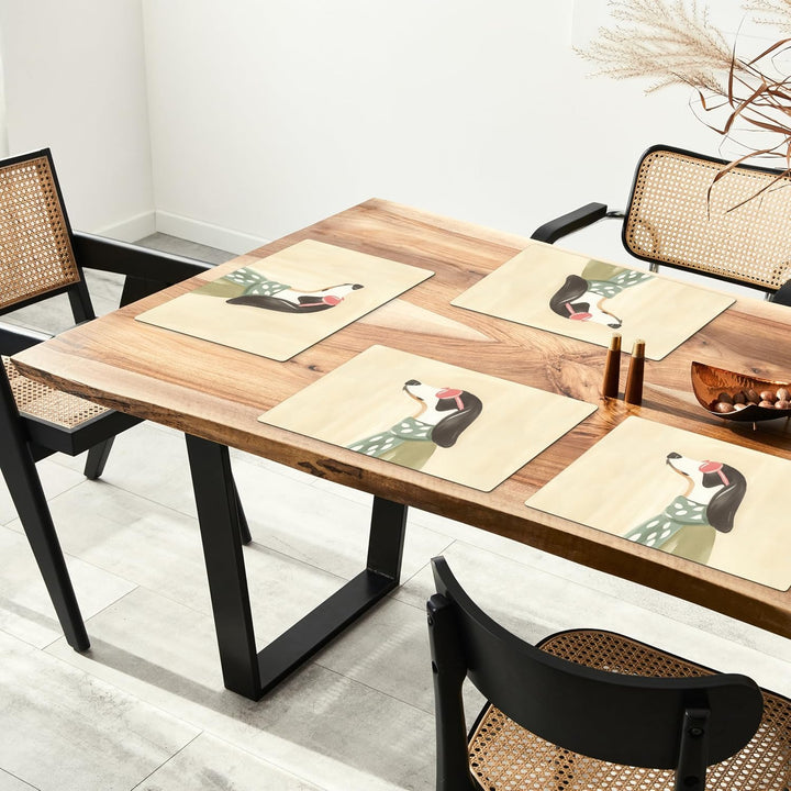 KitchenYeah© Platzsets Abwaschbar 6-Teilig Tischsets Platzdeckchen Hund - Sonnenbrille, Hund - Sonne