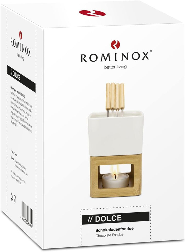 ROMINOX Geschenkartikel Schokoladenfondue // Dolce mit Topf, Stövchen, Teelichthalterung und 4 Pikse