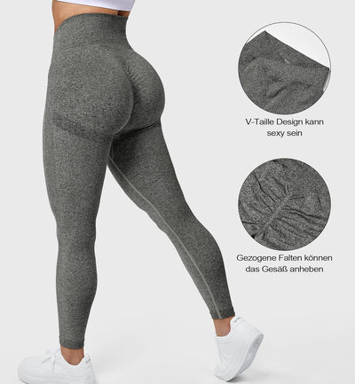 ZAAYO Damen Sport Leggings V-Taille Tie Dye Scrunch Butt Booty Slim Fit Seamless Fitness Gym Pants W