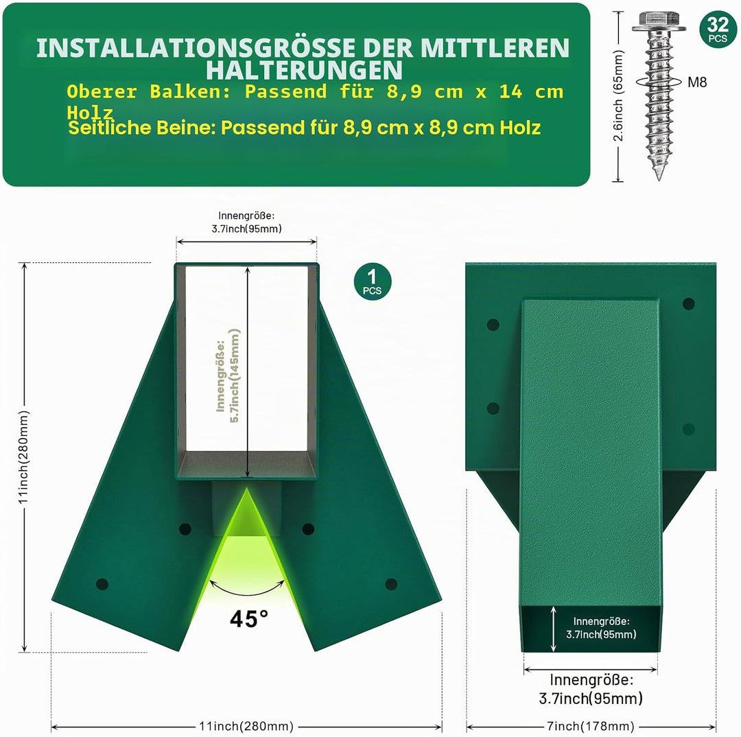 BeneLabel Schaukelverbinder, Schwerlast Schaukel Rahmenhalterung Balkenverbinder Mittelmontage 90 Gr