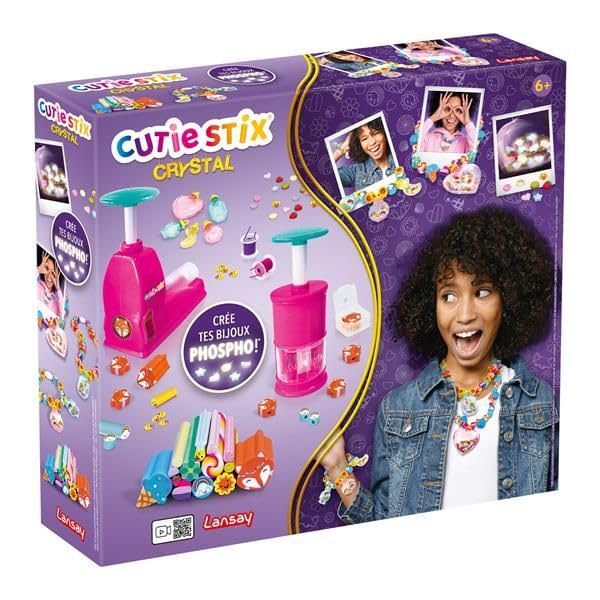 Cutie Stix - Bastelset Mein Kristallschmuck - Kinder-Bastelset für Schmuck - Ab 6 Jahren - Lansay Cu
