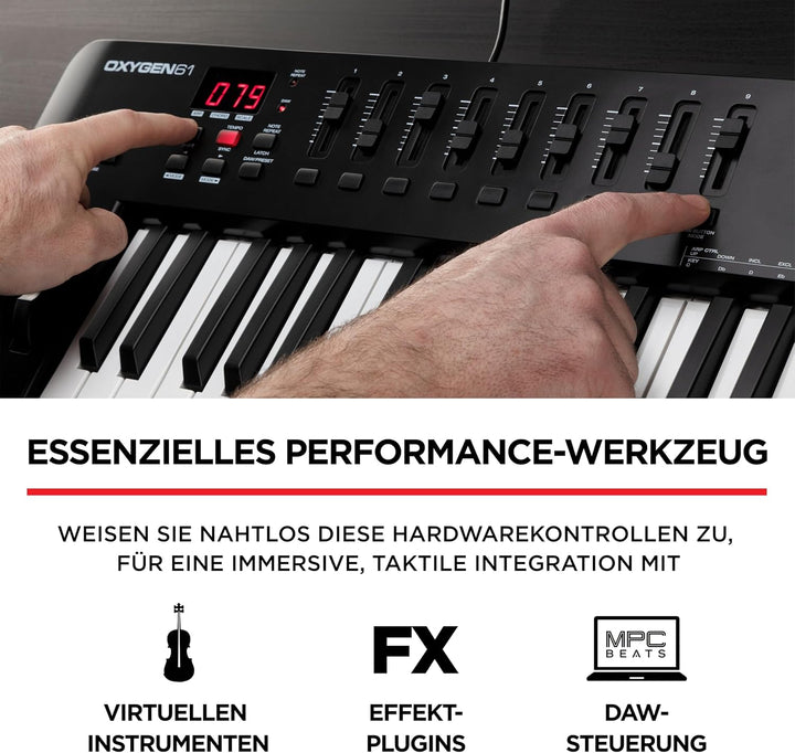 M-Audio Oxygen 61 V – 61-Tasten USB MIDI Keyboard Controller mit Beat Pads, Smart Chord &amp; Scale Modi